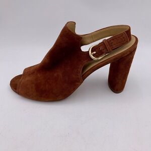 Naturalizer Raquel Suede Slingback Chocolate‎ Brown Peep Toe Women 9M Fall READ